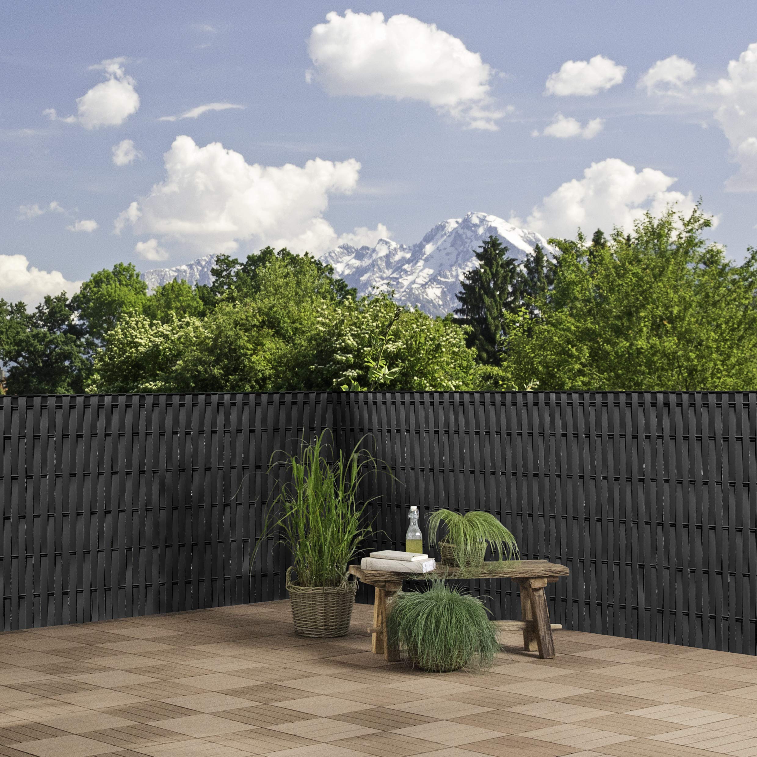 Windhager Livingston Film de clôture Brise-Vue pour clôture - avec Double Tige - 50 m x 4,6 cm - Anthracite