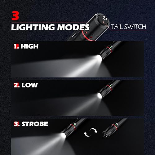 Miniatura 2 de FORTO Linterna recargable para bolígrafo, 350 lúmenes, linternas de bolsillo pequeñas con clips, IPX7 resistente al agua, 3 modos de luz