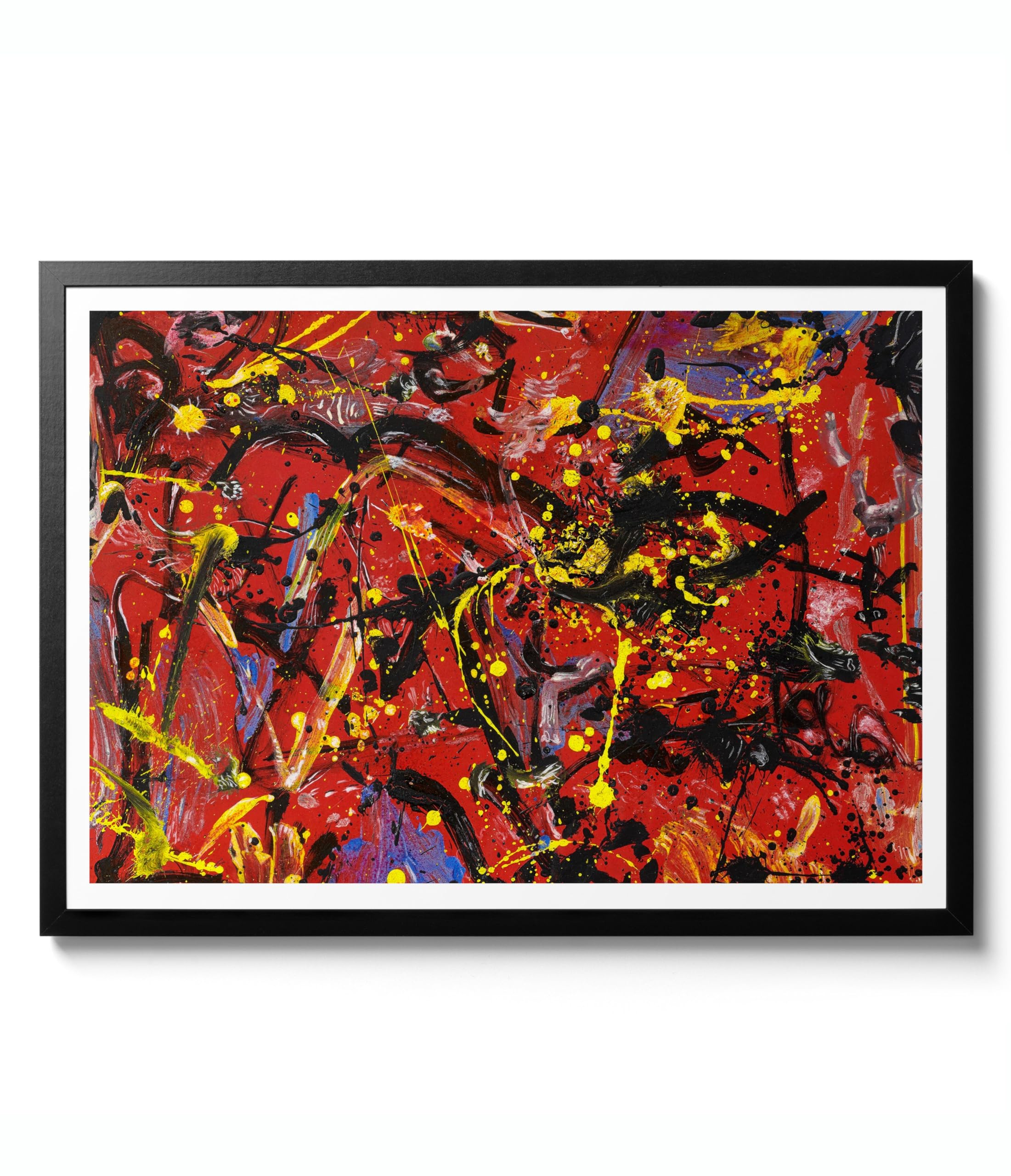 Rote Komposition von Jackson Pollock, abstrakter Expressionist Splatter, Landschaft, Wandkunstdruck, 1946, Vintage-Dekor, Poster, Geschenk, archivarisch, matt, 50 x 70 cm (nur Druck), 50 x 70 cm