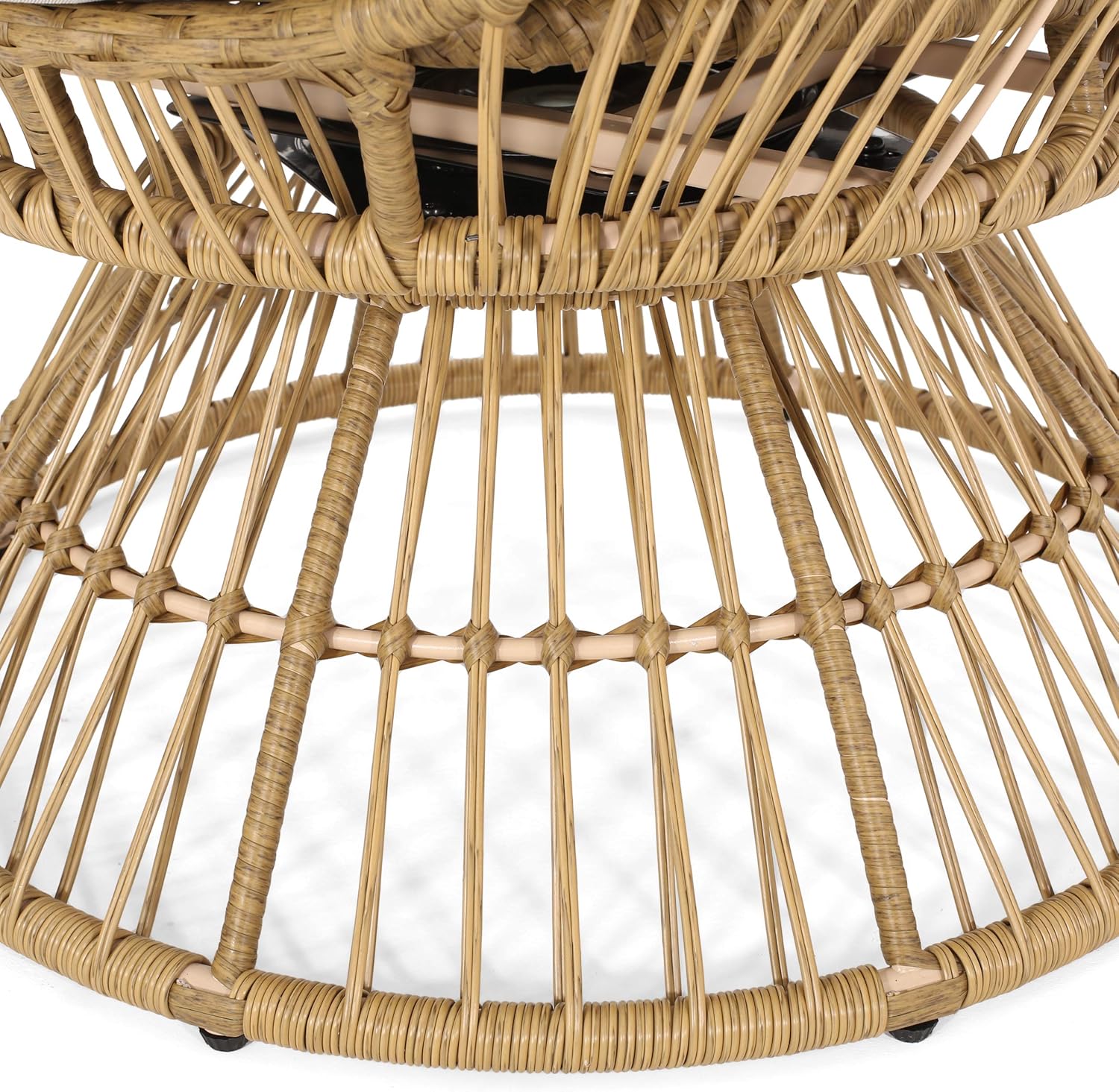 Christopher Knight Home Ellen Outdoor Wicker Swivel Egg Chair with Cushion, Light Brown, Beige