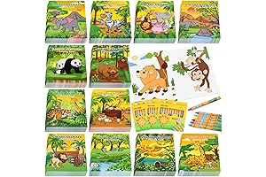 Fulmoon Bulk Zoo Animal Coloring Books and Crayon Set for Children