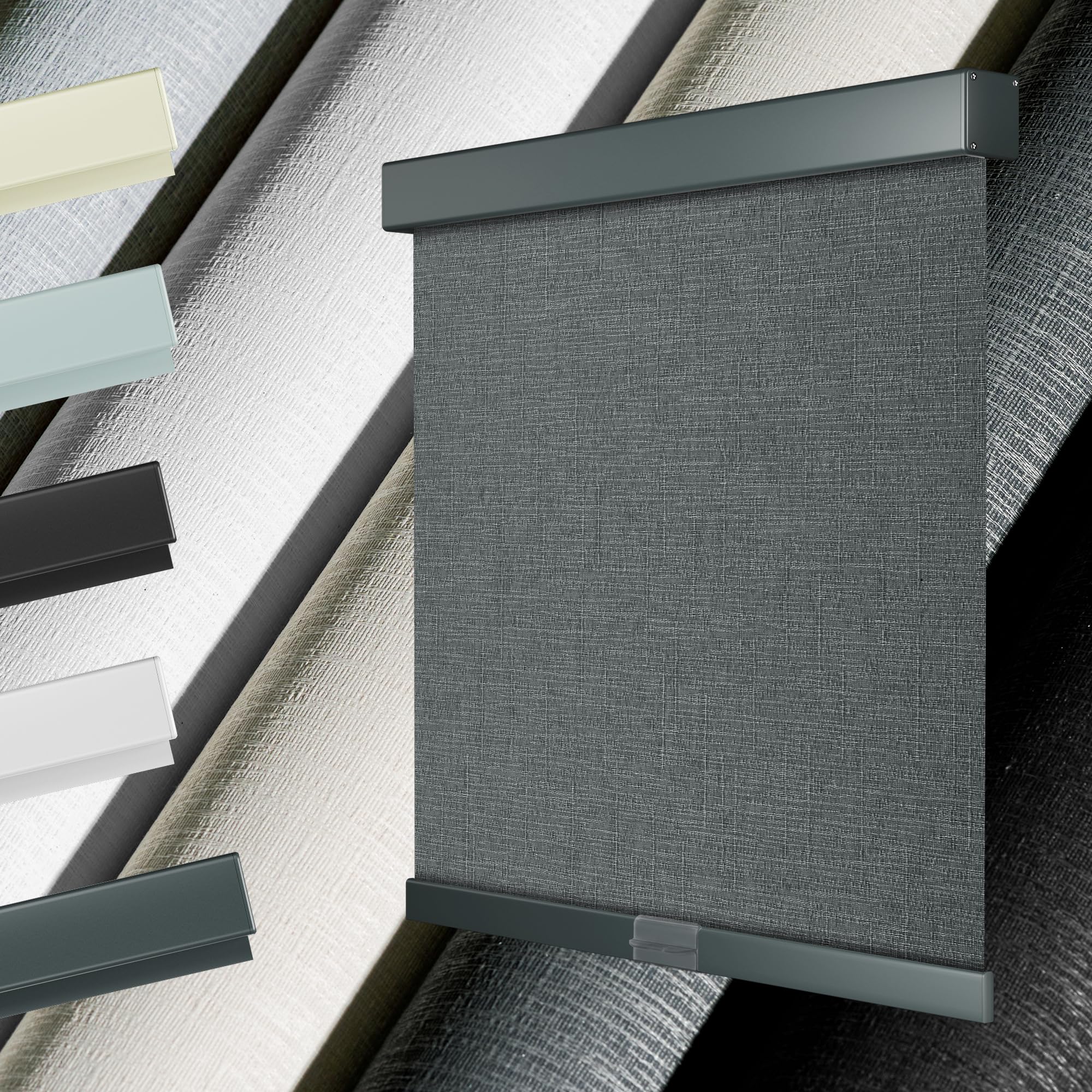 HOTSOON 100% Blackout Roller Blinds for Windows Cordless Roller Shades with UV Protection Jacquard Fabric, Room Darkening Thermal Insulated for Home,