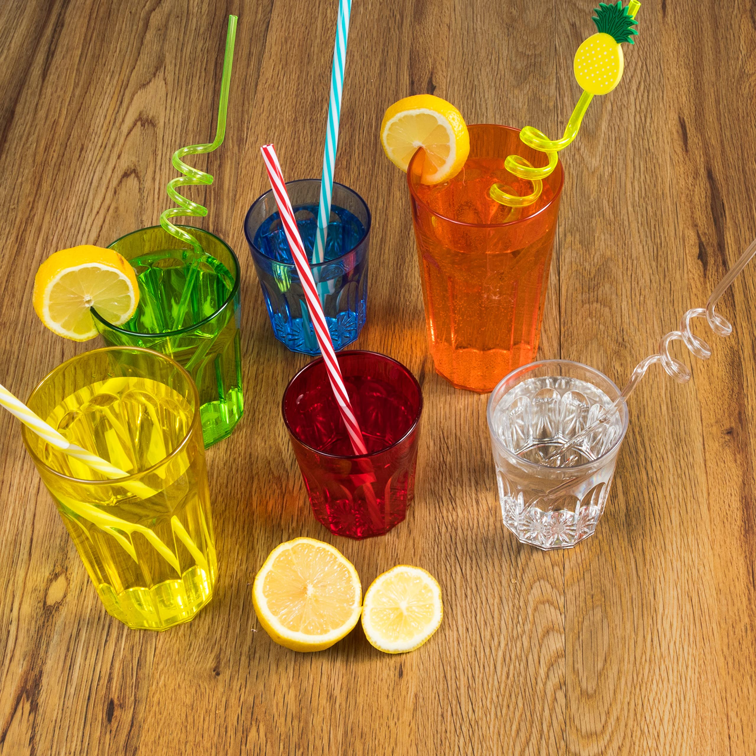 12 Stück Acryl Trinkglas BLAU 4 Personen 250, 450 630ml Glas Set Kunststoff