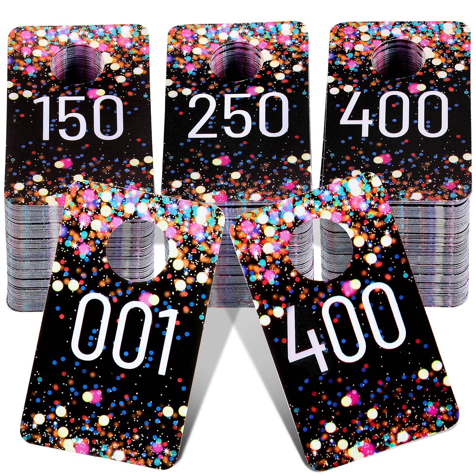 Jetec Lot de 400 étiquettes numérotées consécutives en plastique - Réutilisables - Normales et inversées - Pour accrocher des cartes à vêtements - Multicolore