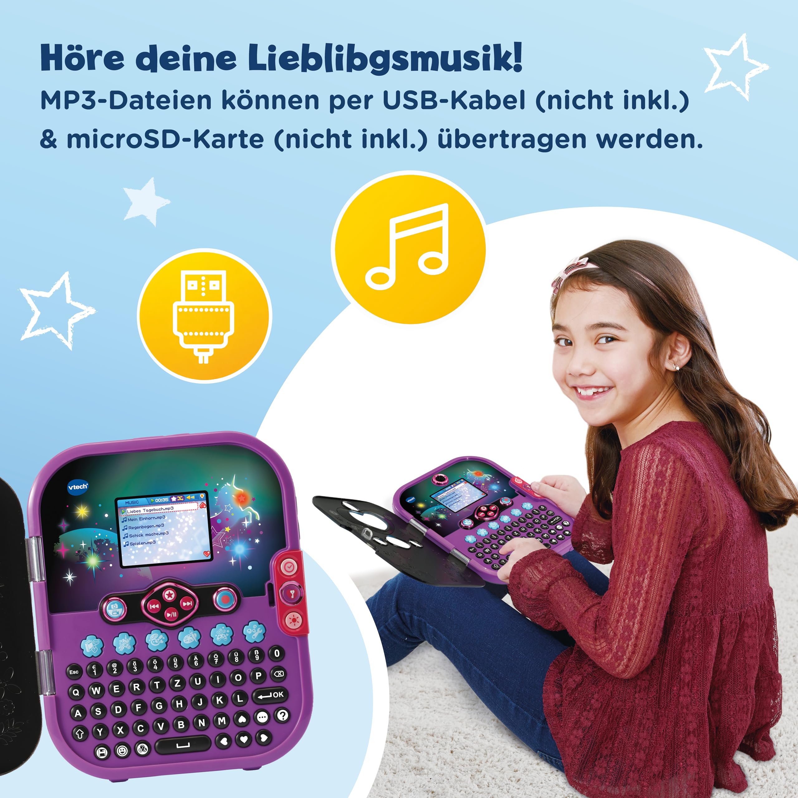 VTech Kidisecrets Selfie Music 2.0 Kindertagebuch mit 2 Kameras