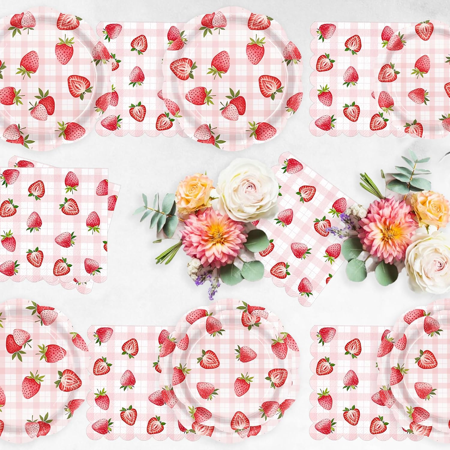 150pcs Strawberry Birthday Party Decorations Plates Napkins Disposable Strawberry Tableware Set Party Supplies for Girls Kids Birthday Decor Serve 50 Guests - Image 5