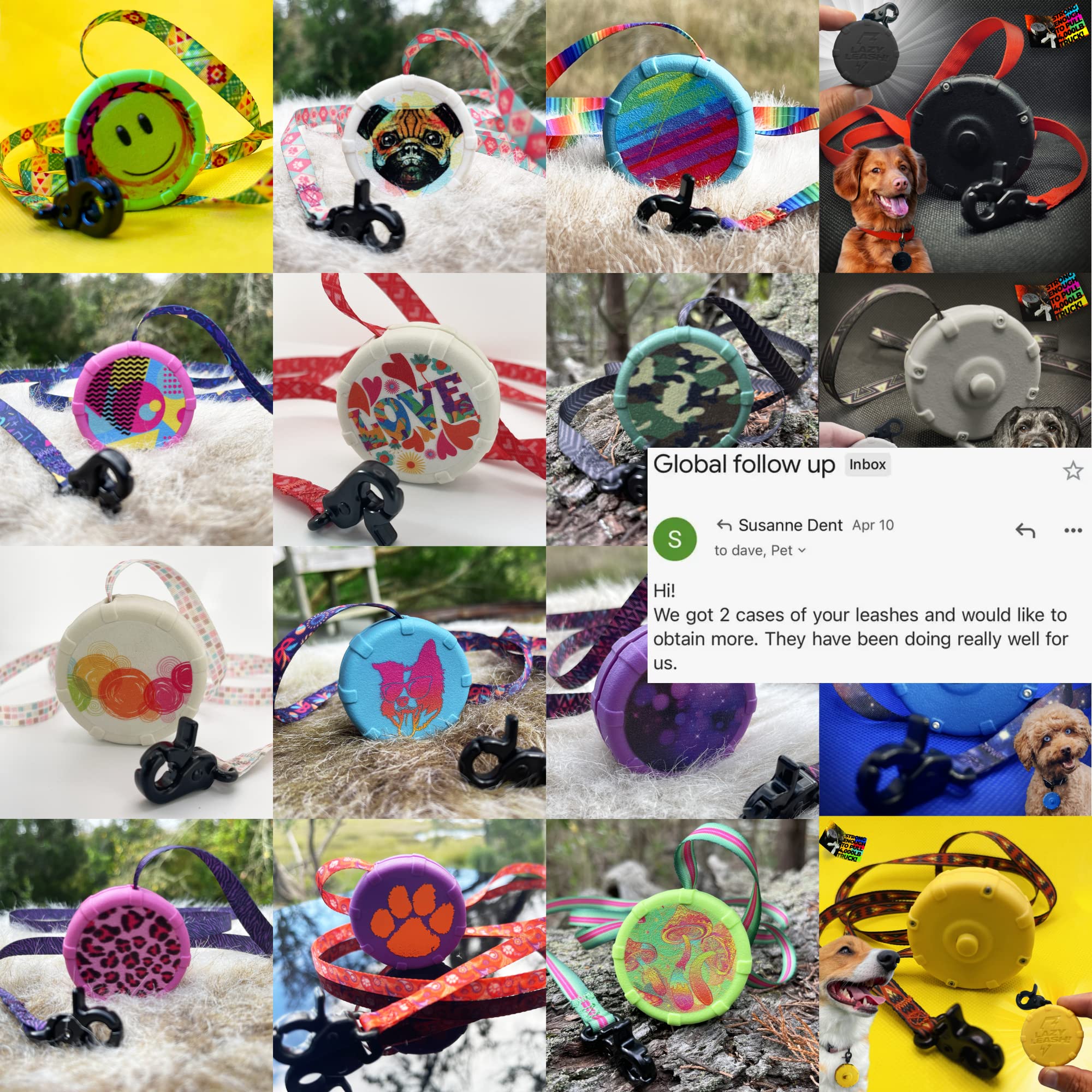 LAZY LEASH! Sprzedaż hurtowa ekspozycja detaliczna 18 szt. karton do biznesu dla zwierząt domowych i zbierania pieniędzy. Regulowana smycz zasilająca w rozmiarze kieszonkowym. Przypinana smycz dla psa.
