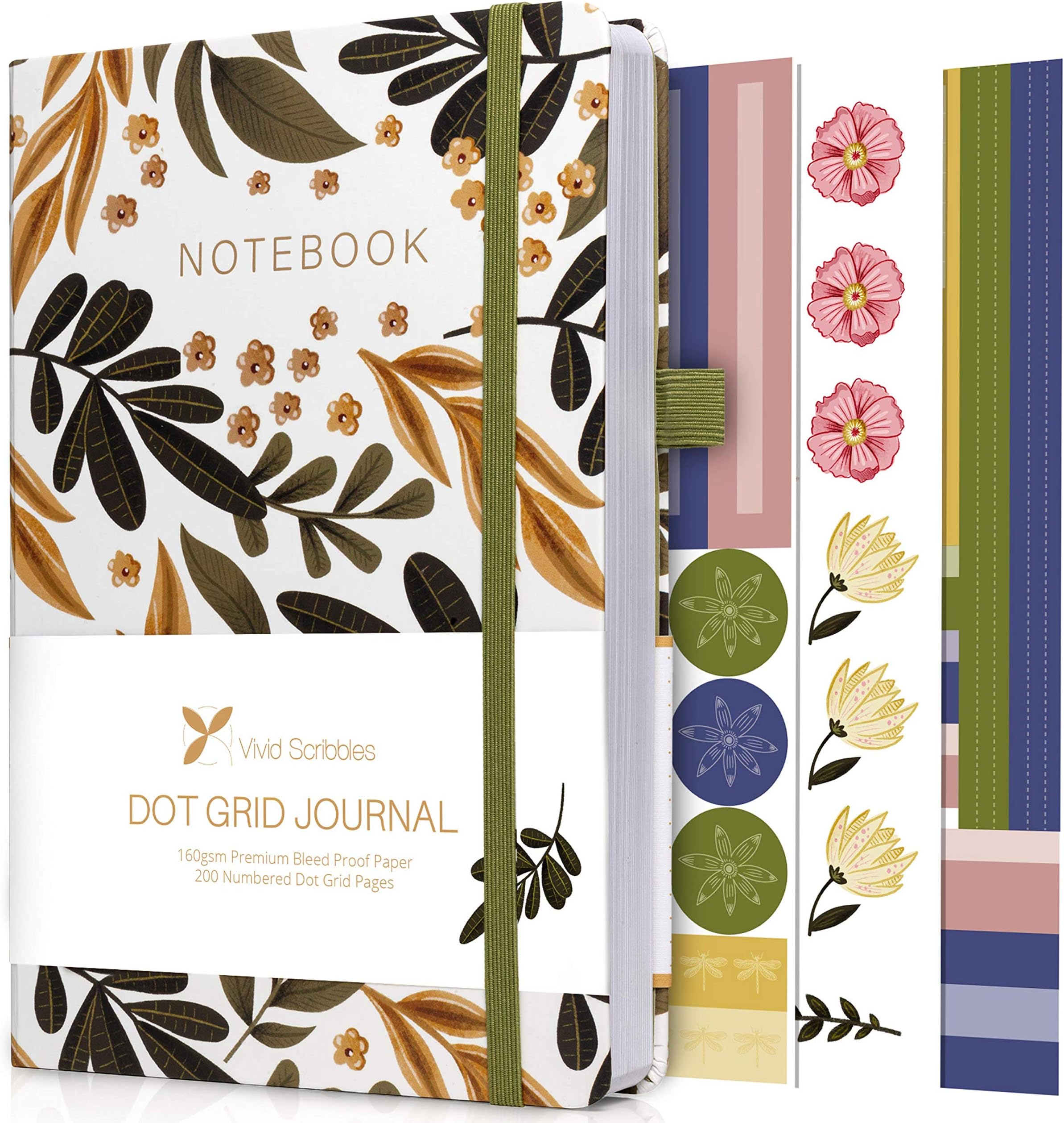 VIVID SCRIBBLES Dotted Journal โ 160gsm Bleed Proof Thick White Paper โ 200 Numbered Dot Grid Pages โ 5.8 x 8.3 inch Dotted Notebook