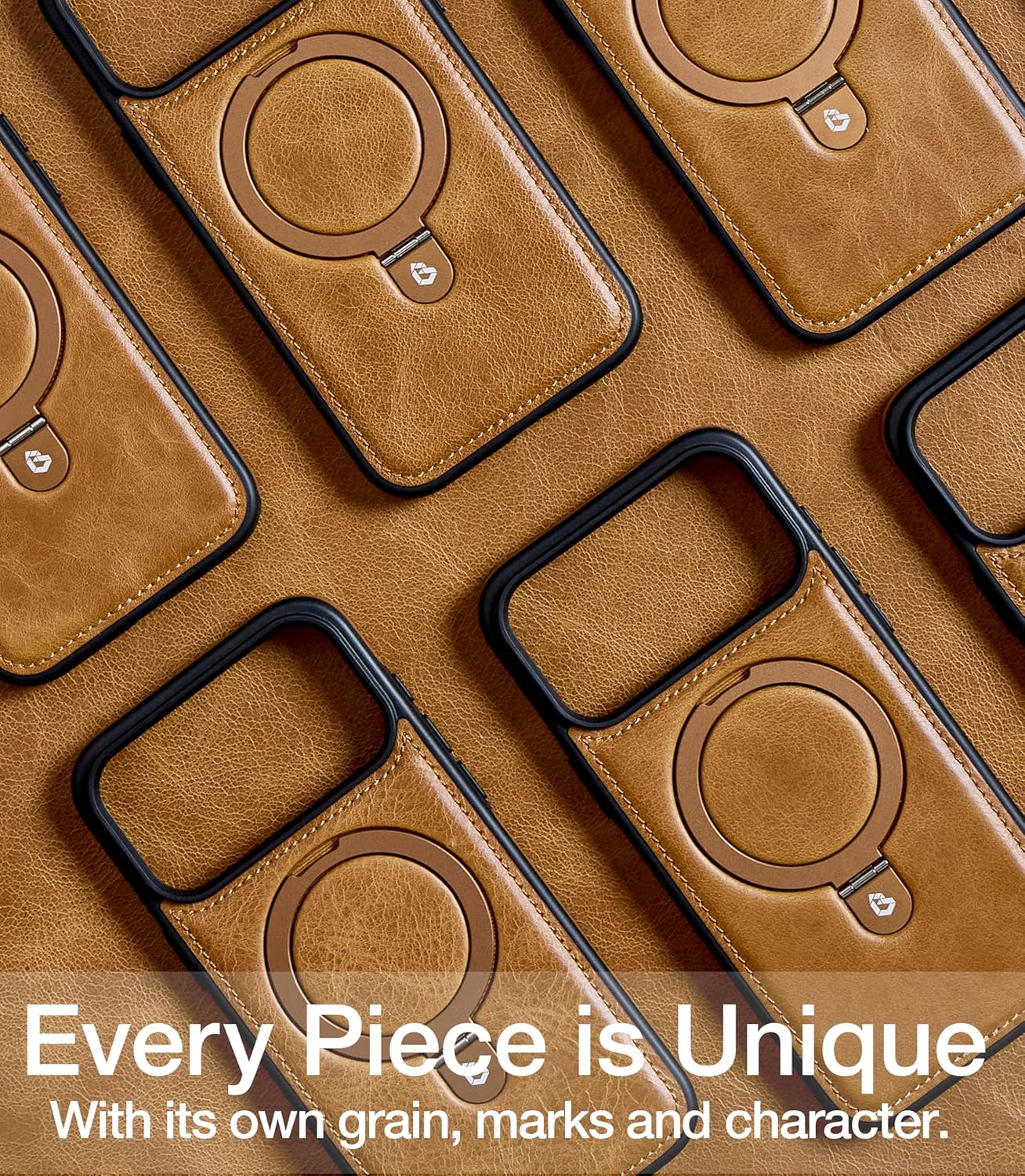 for iPhone 17 Pro Case Leather Top-Grain Handcrafted with Stand, Fits for MagSafe (English Tan, iPhone 17 Pro)