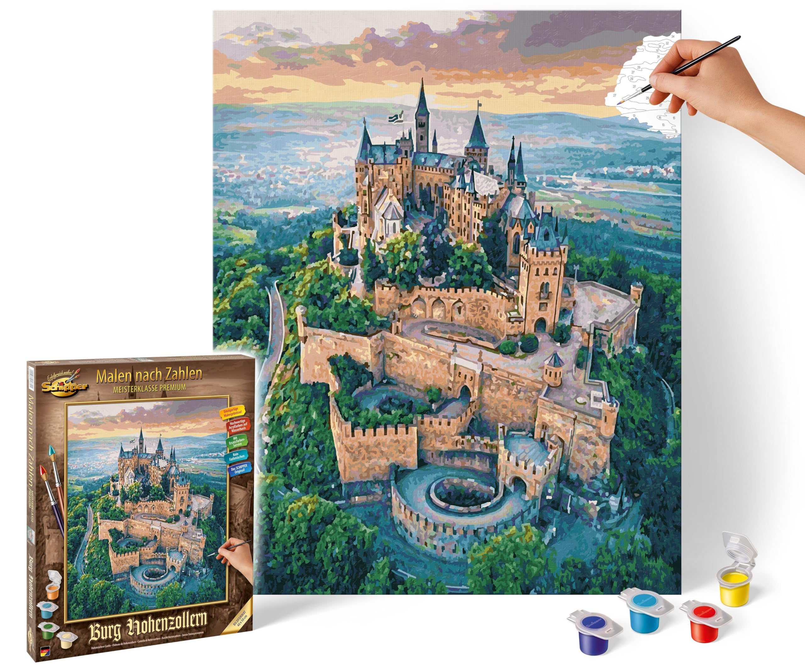 Schipper 609130882 - Dipingere con i Numeri, Burg Hohenzollern, Pittura per Adulti, pennelli e Colori acrilici, 40 x 50 cm