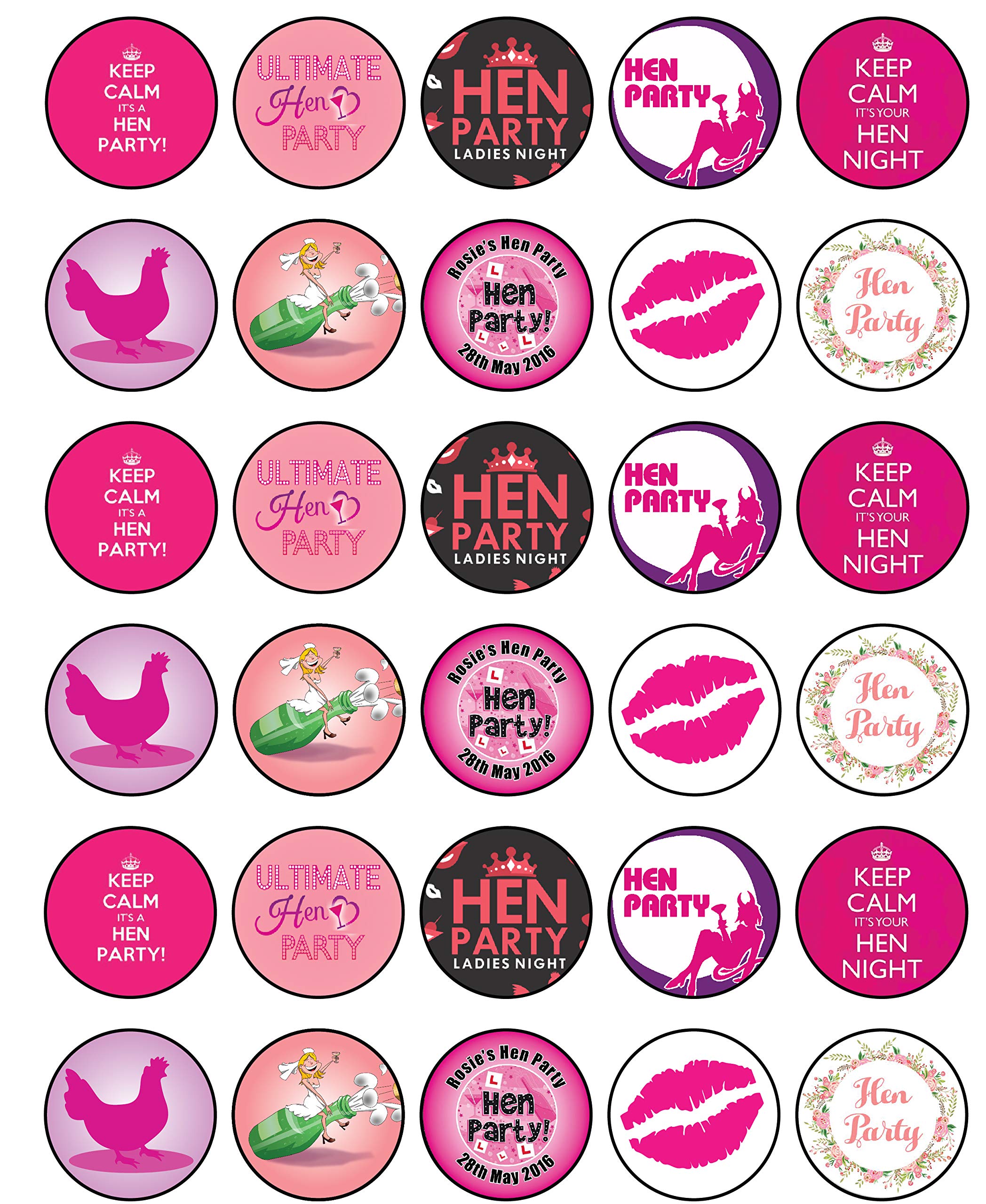 Buy 30 x Edible Cupcake Toppers Hen Do Hen Night Themed Collection of