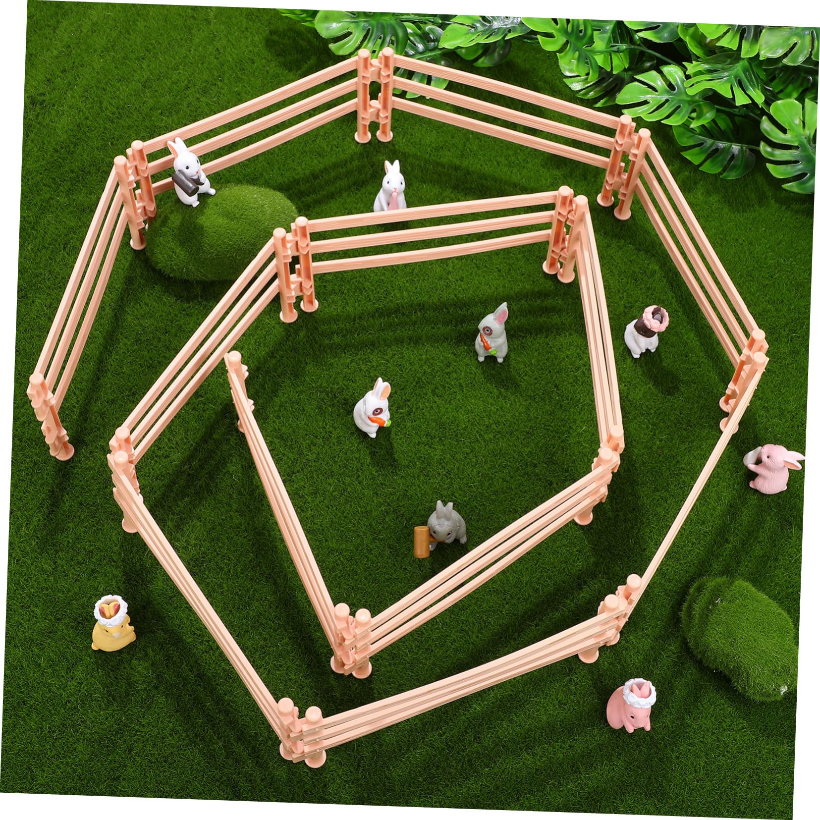 Juguete de Valla de Granja Beige de PVC, 50 Piezas para Niños