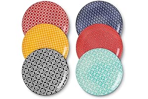 DOWAN 10" Colorful Dinner Plates, Vibrant Ceramic Dish Set for Daily Dining