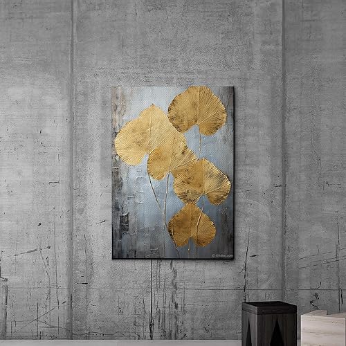 Miniatura 6 de Original Ginkgo biloba Print On Canvas, Modern Textured Gold Wall Art, Abstract Gold Leaves Print, Living room Wall Decor, Modern Home Decor, Wall