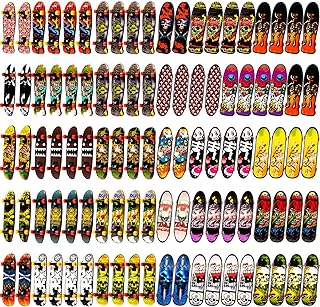 100 Pieces Fingerboard Finger Mini Skateboard Toy Finger Boards Set with Double Sided Pattern Creative Novelty Finger Toys...