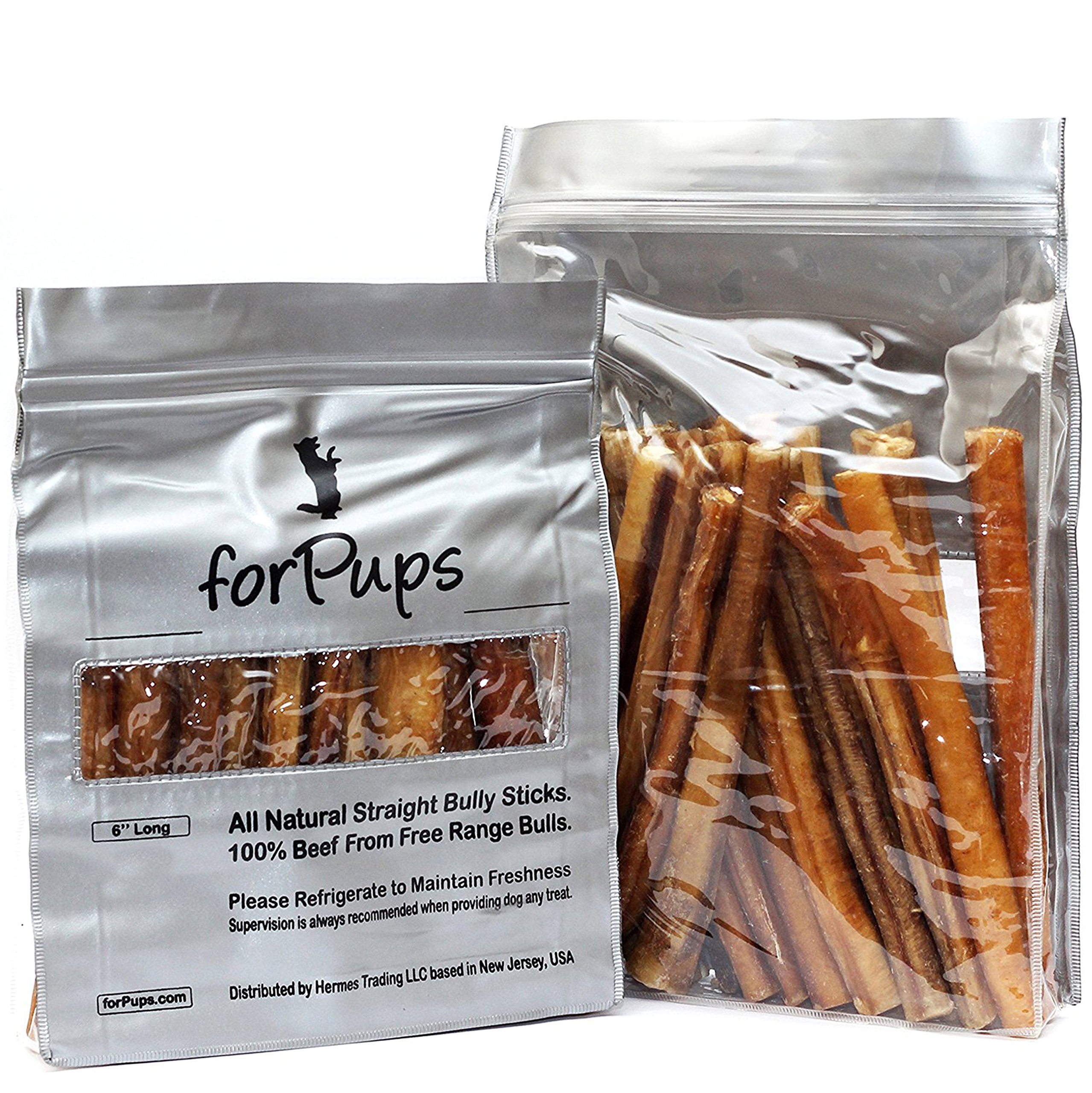 forPups (25 Per Pack) (6 Inch - Regular) All Natural Premium Quality Bully Sticks (6") (Regular - 25 Per Pack)