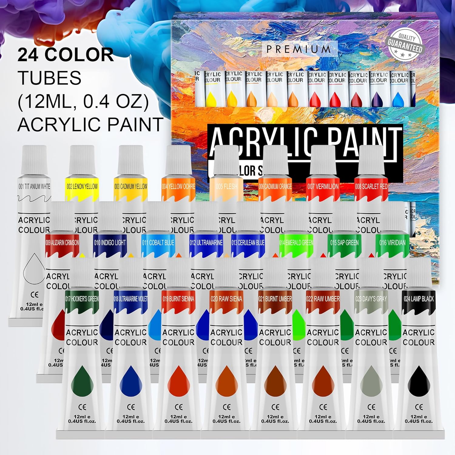 KALOUR Acrylic Paint Set 56 pcs,Painting Supplies with 24 Acrylic Paint,16 Sheets Acrylic Pad,Painting Brushes,Canvas,Palette,Easel - Art Craft Paints Kit for Artists Beginners and Adults. - Image 3