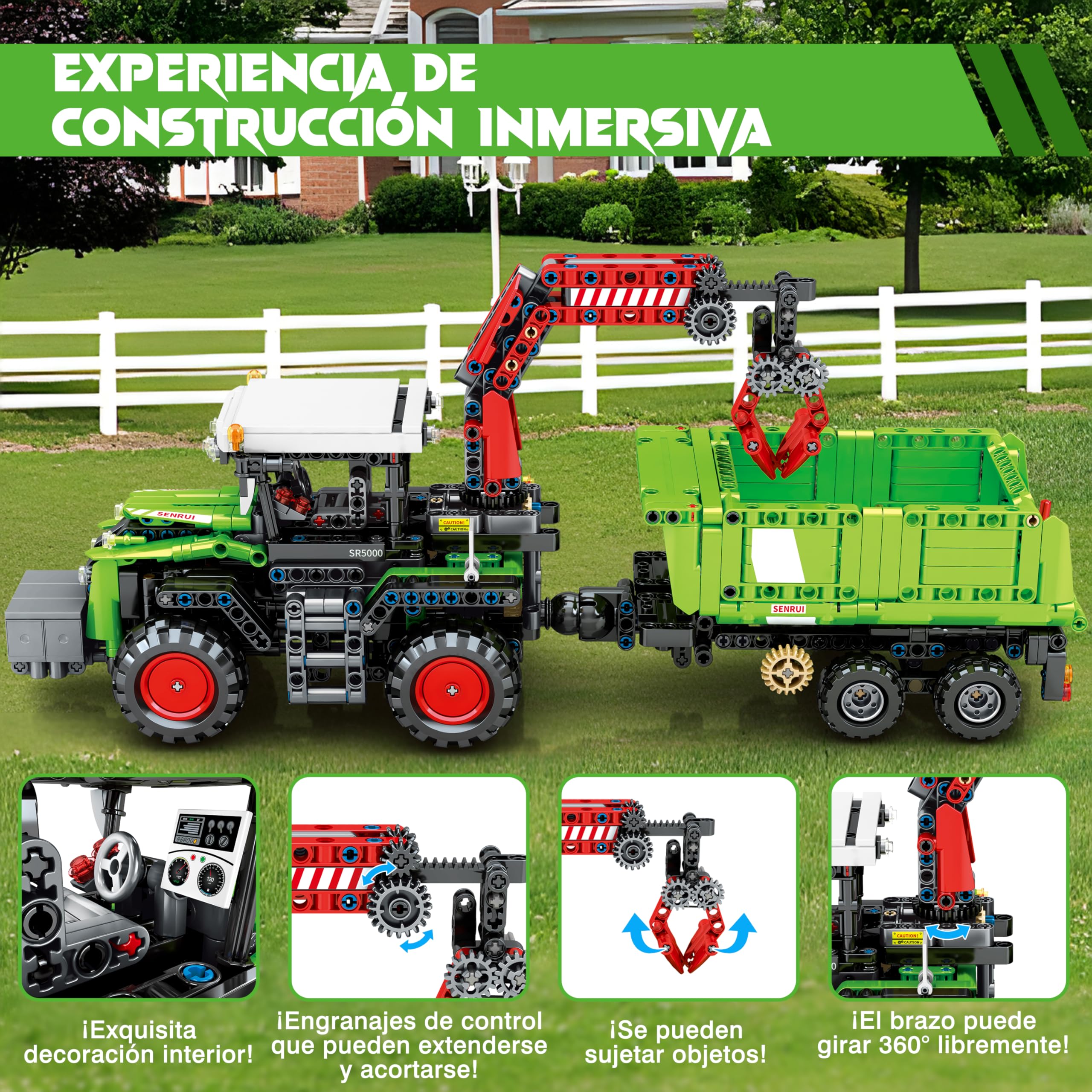 Charmofun 3 en 1 Technic Tractor Cosechadora, Juguetes de Bloques de Construcción para niños a Partir de 12 años, Vehículos Agrícolas Cosechadora Tractor, Regalo para Niños y Niñas