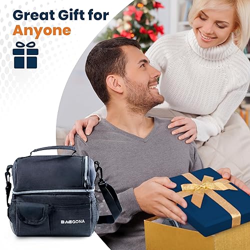 Miniatura 8 de Lonchera térmica para hombres y mujeres, a prueba de fugas, suave, con compartimentos, capacidad de 8.5 litros, duradera e impermeable para el