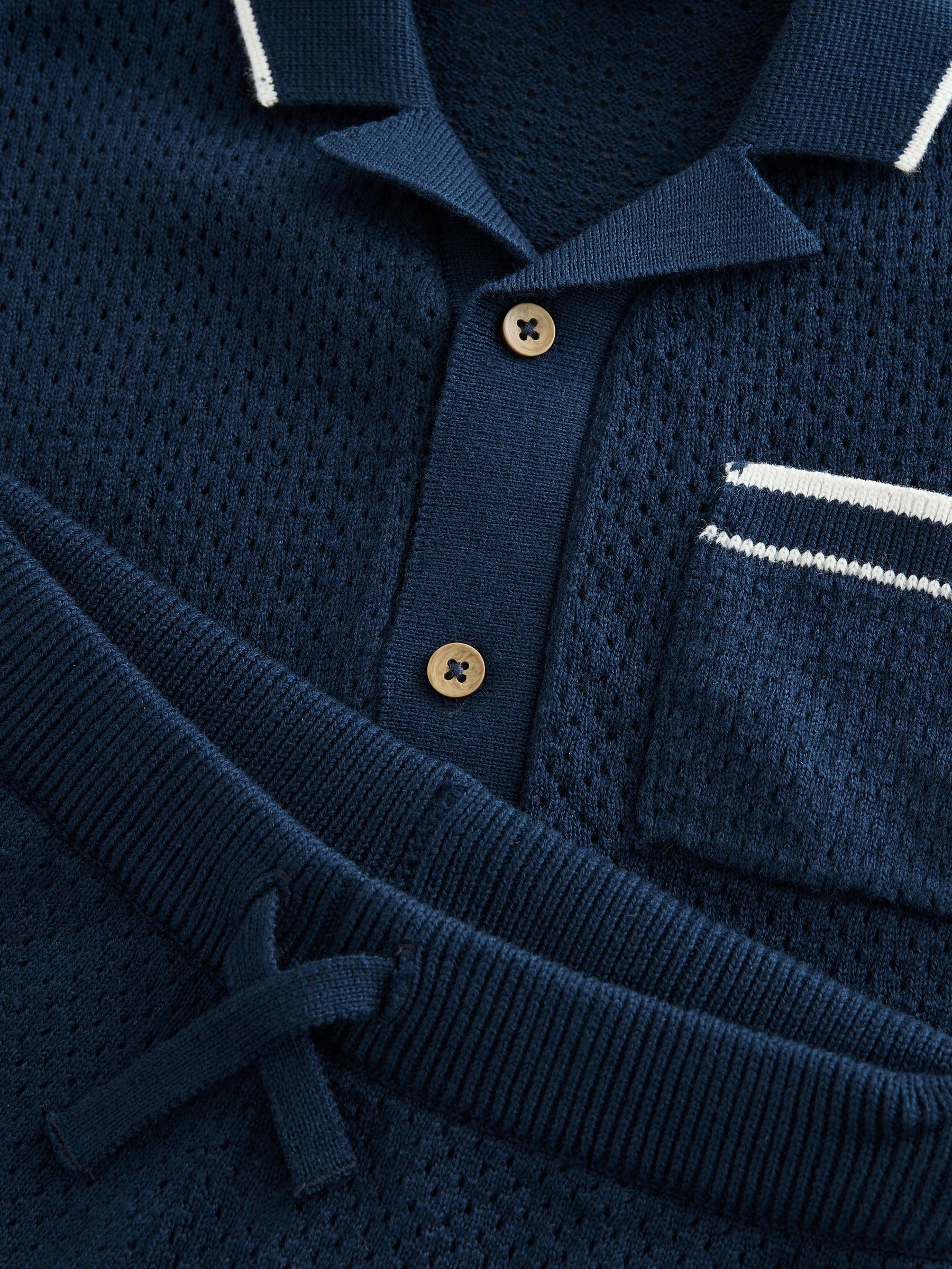NEXT Jungen Standard Strukturiertes Strick-Poloshirt und Shorts 62-140