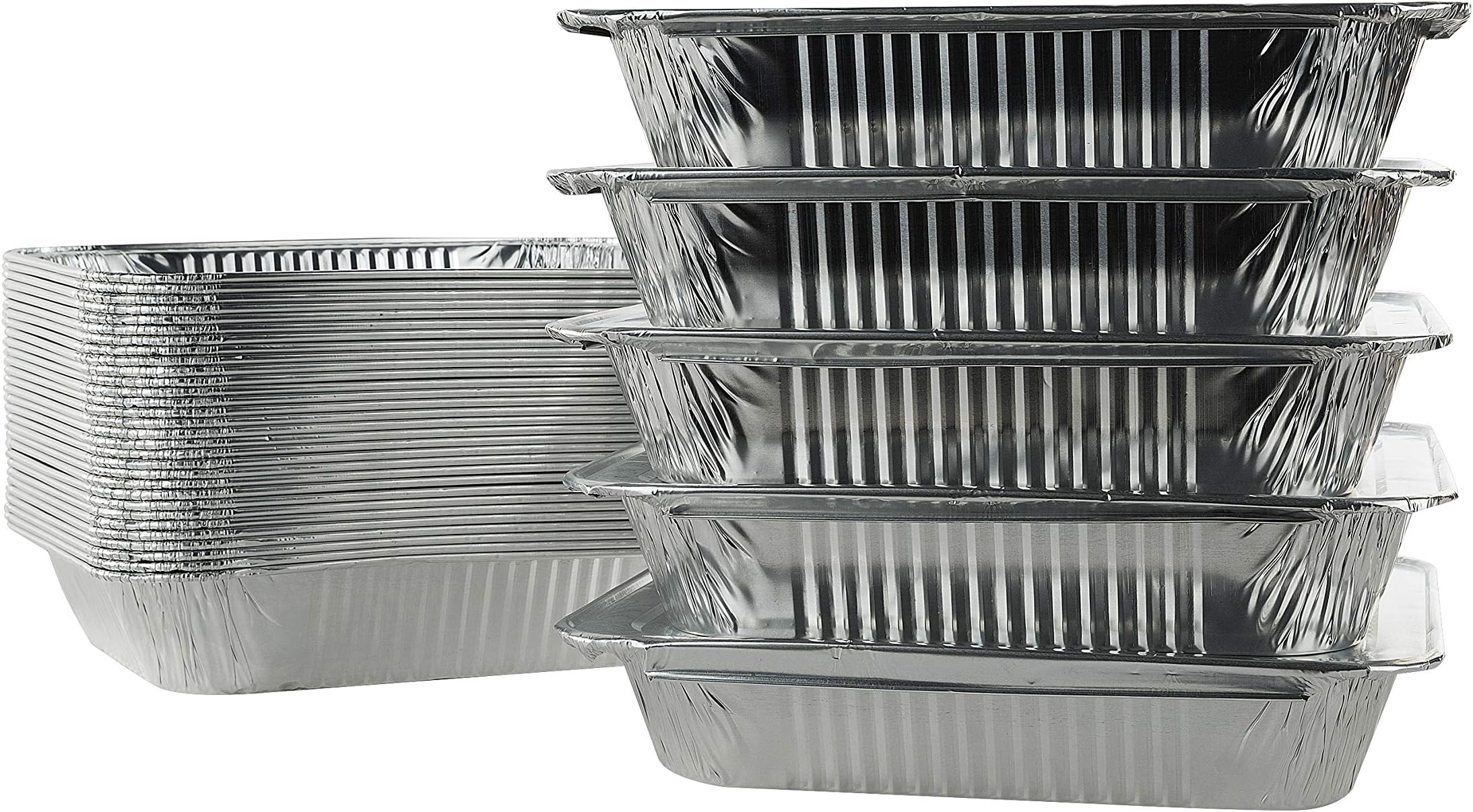 (25 Pack) Disposable Aluminum Foil Half Size Deep 9'' X 13'' (Heavy Duty-38 gauge) Steam Table Pans, With Snap on Foil Lids. For Baking, Storing, Freezing. Home and Restaurant use.