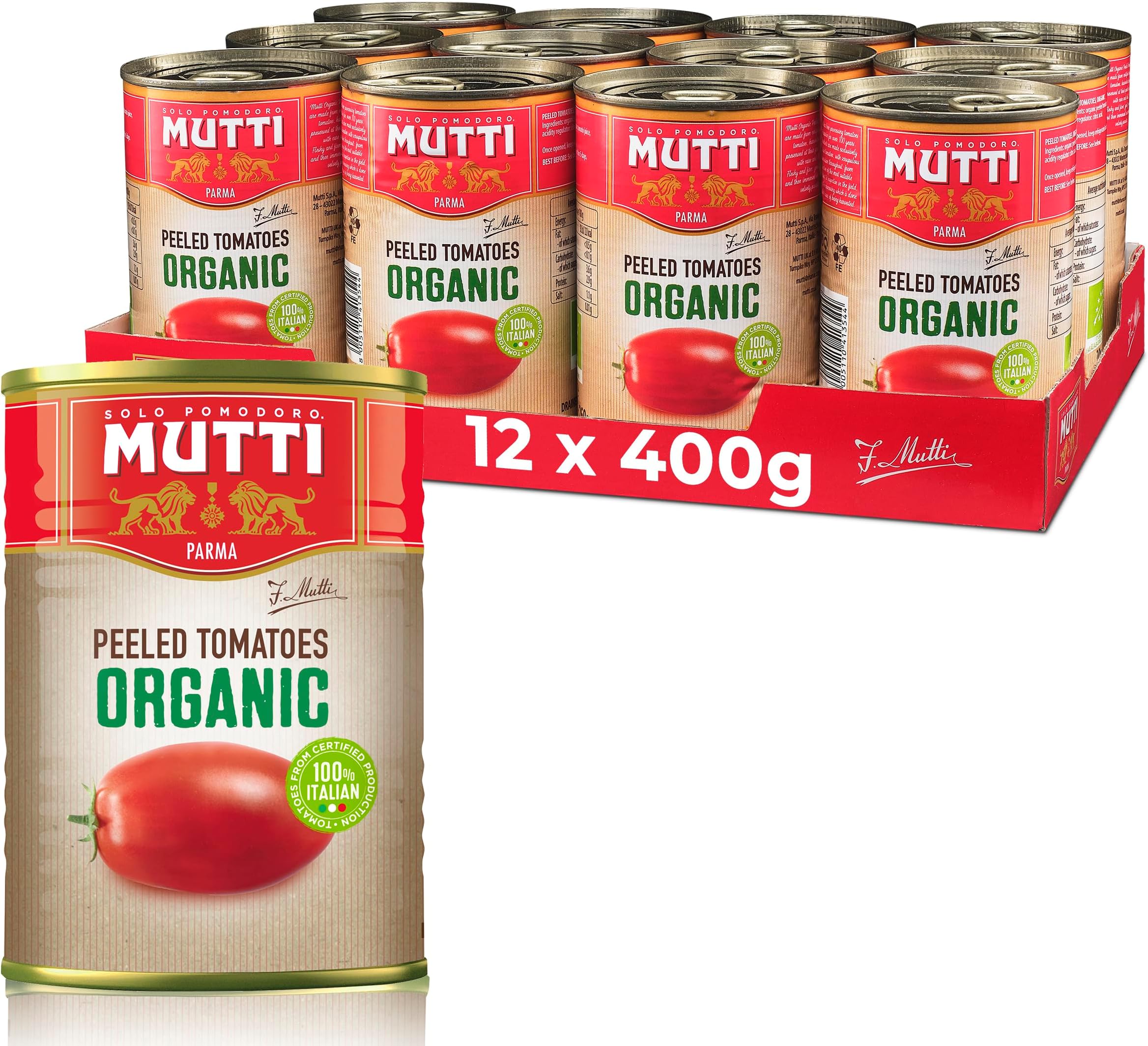 Mutti Organic Peeled Tomatoes 400g (Pack of 12)