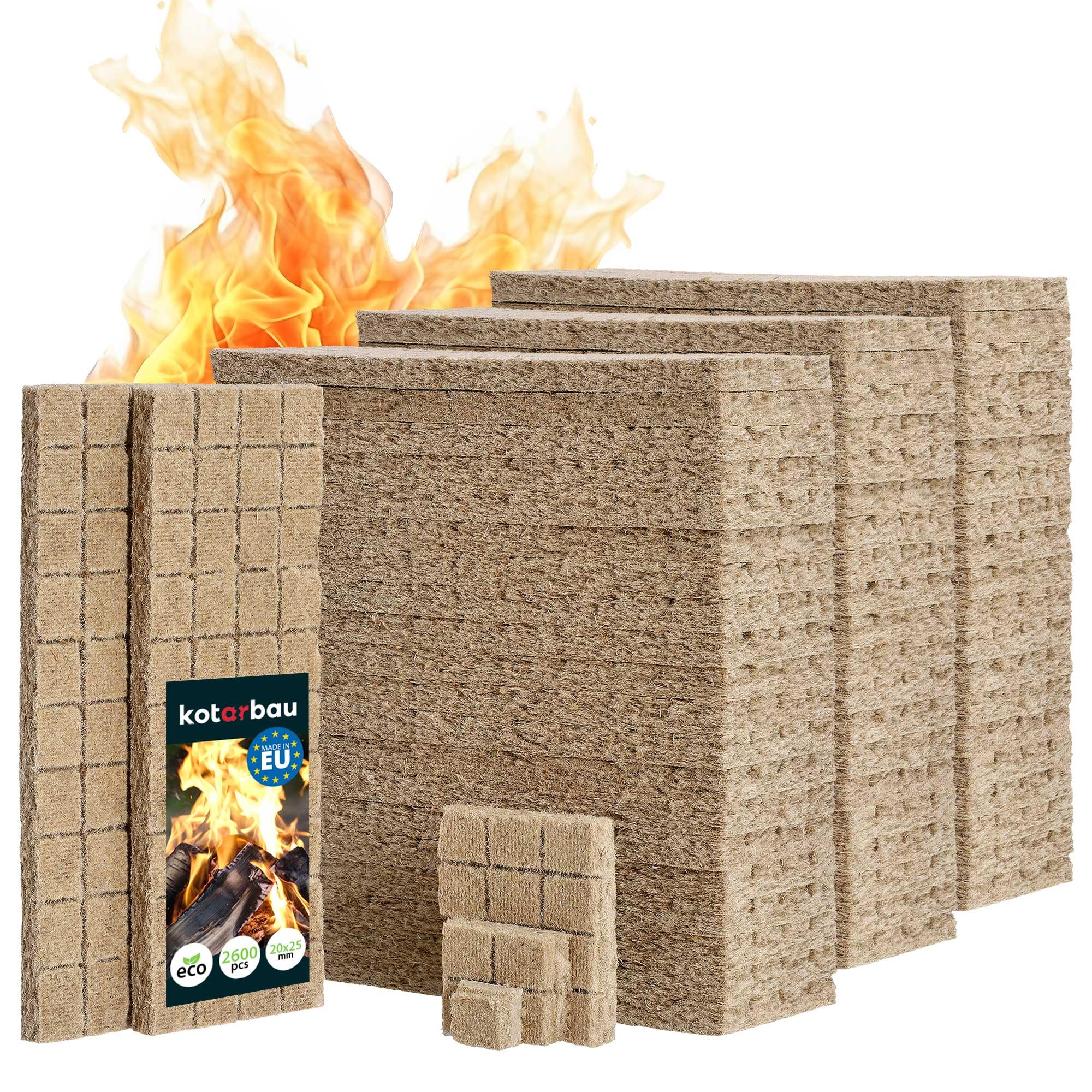 KOTARBAU® 2600 Pieces Firelighters - Wood Wool - Fire Starters - For BBQ Grills Fireplaces Ovens - Quick Lighting - BBQ Lighter Cubes