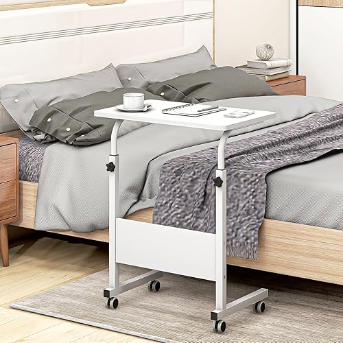 Miniatura 4 de sogesfurniture Mesa de cama móvil de 31.5 pulgadas, escritorio portátil para computadora portátil con ruedas, mesa para computadora portátil de