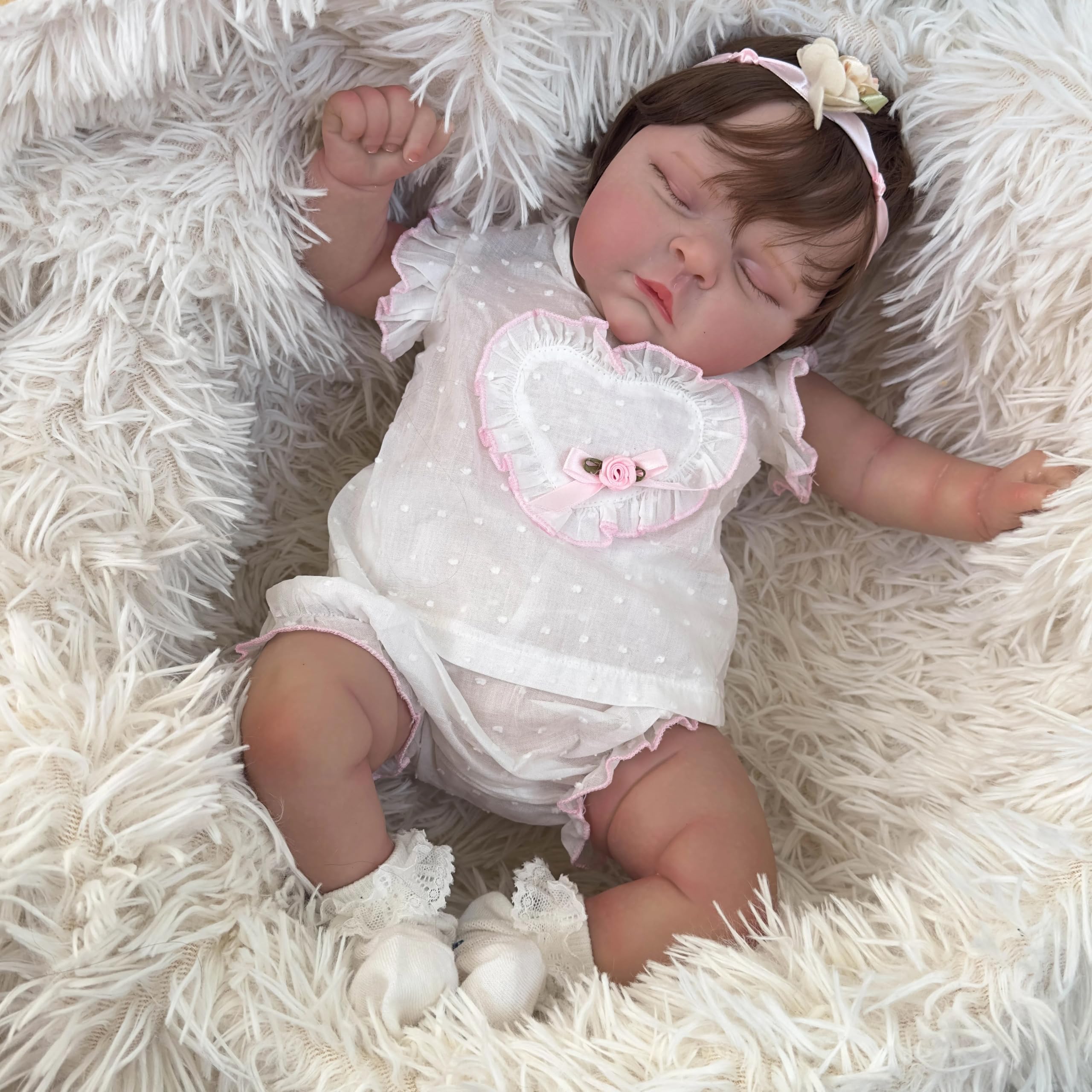 Angelbaby Real Life Reborn Baby Dolls Girl 20 inch Realistic Soft Vinyl Silicone Baby Doll Sleeping Newborn Dolls Cloth Body Reborn Babies Toy Dolls