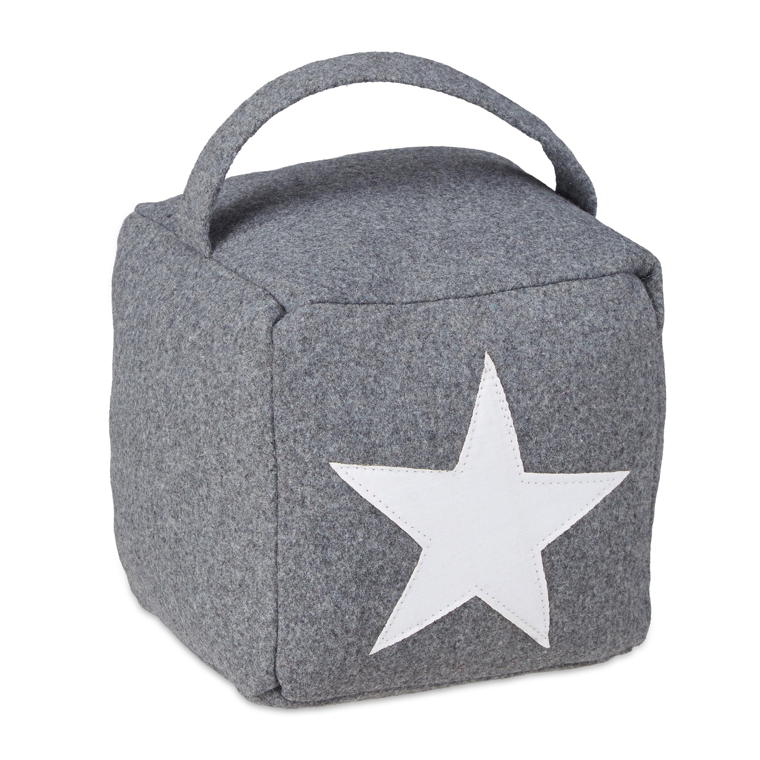 Set di 6 fermaporta a forma di stella, in tessuto, con maniglia, decorativo, 20 x 15 x 15 cm, grigio