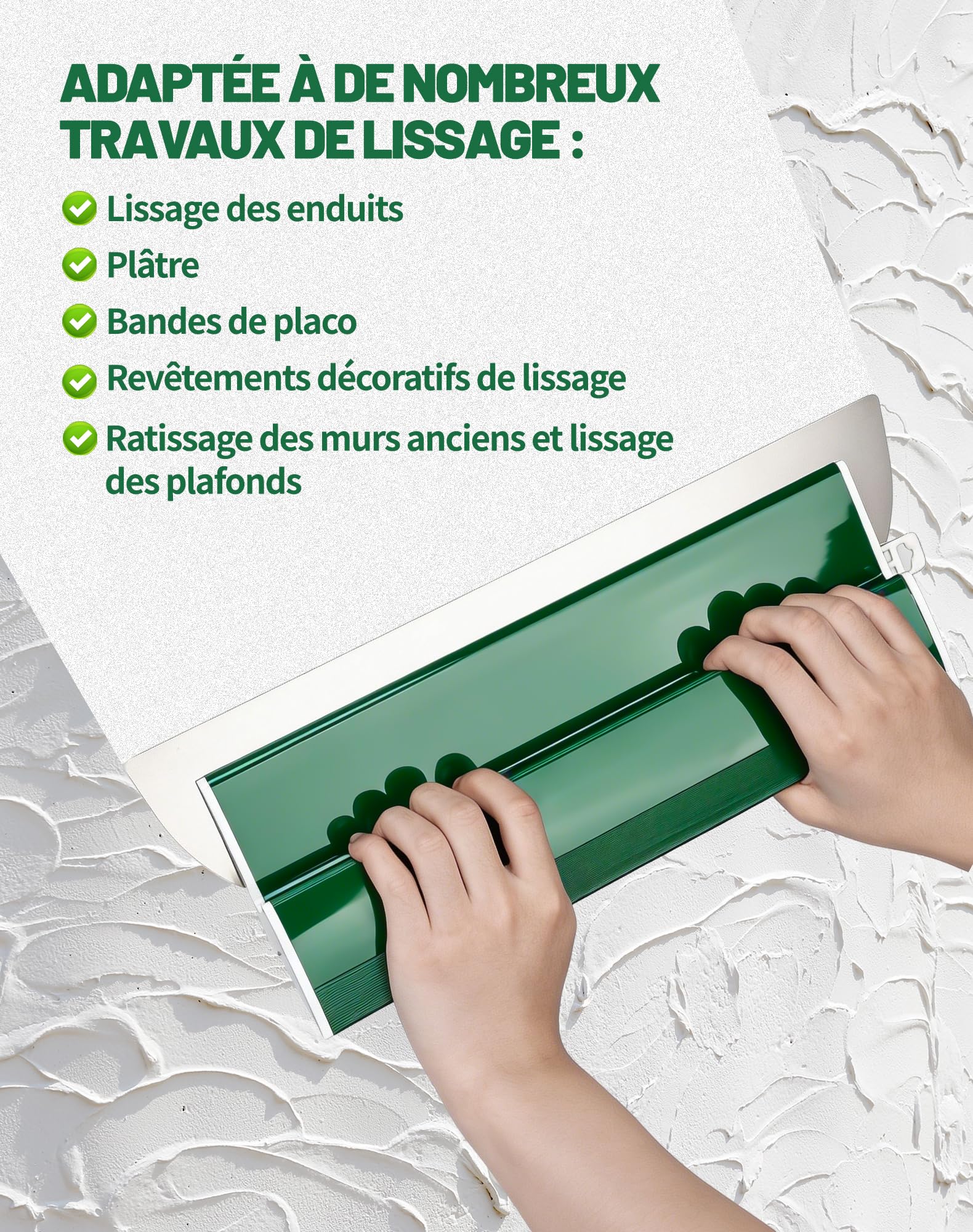 LAOYE Lame a Enduire 60cm Lisseuse Enduit Spatule Enduit Lissage 600mm Couteau a Enduire Lame a Lisser Outil Lissage pour Mur Plafond