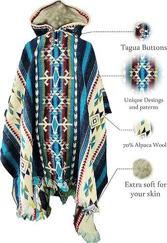 Miniatura 2 de Alpaca World Ponchos de alpaca para hombre y mujer Hecho a mano con el mejor material de lana de alpaca bebé por artesanos ecuatorianos.