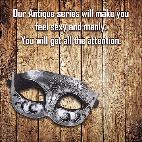 Miniatura 7 de Máscara de mascarada para hombre, máscara de aspecto antiguo para Halloween, fiesta veneciana, fiesta de máscaras y baile de máscaras