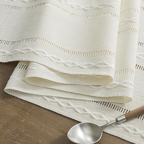 Miniatura 8 de Camino de mesa de lino rústico, estilo bohemio de 36 pulgadas de largo para cocina, comedor, fiesta, dormitorio, decoración de aparador, marfil, 13