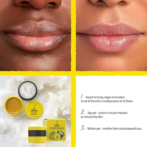 Miniatura 5 de Dr. PawPaw - Exfoliante labial y bálsamo labial Duo - Bálsamo labial hidratante con aceites de papaya, aloe, oliva y ricino, exfoliante labial