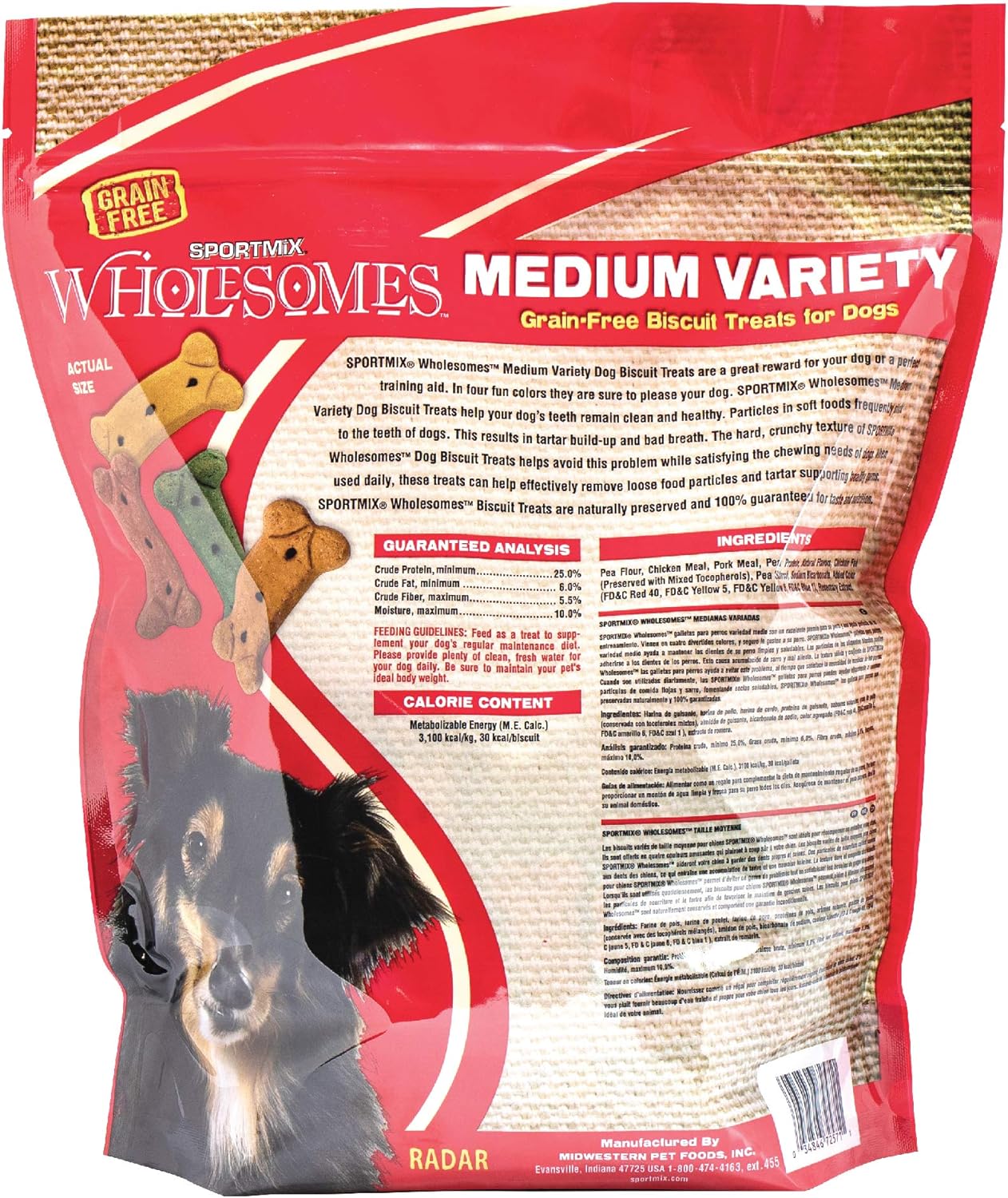 Sportmix Wholesomes Medium Variety Grain Free Dog Biscuit Treats, 4 Lb.