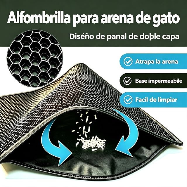 Foto 3 de 6 de FXxswey - Alfombra de cama para gatos, plegable, doble capa, impermeable, gato, alimentador, alfombra…