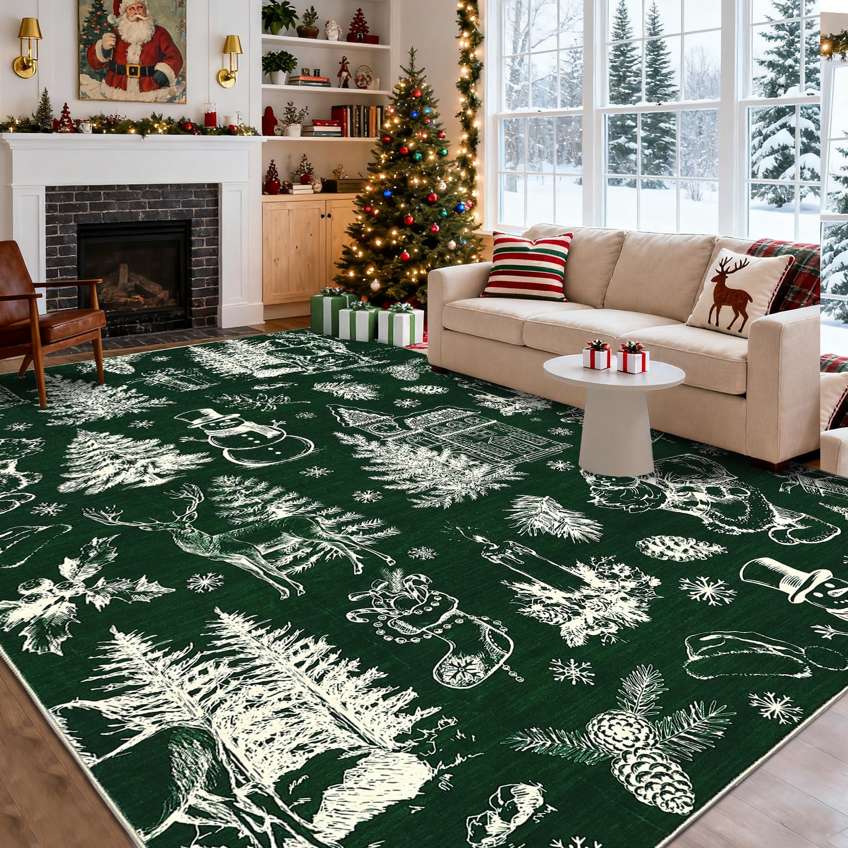 Amazon.com: Garvee Christmas Washable Rugs 8x10 Area Rugs for Amazon.com: Garvee Christmas Washable Rugs 8x10 Area Rugs for