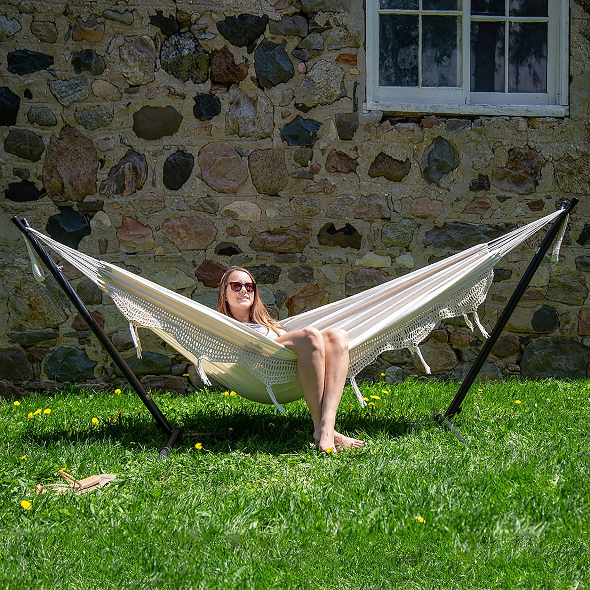 Amazon.com : Vivere Double Cotton Hammock with Space Saving Steel