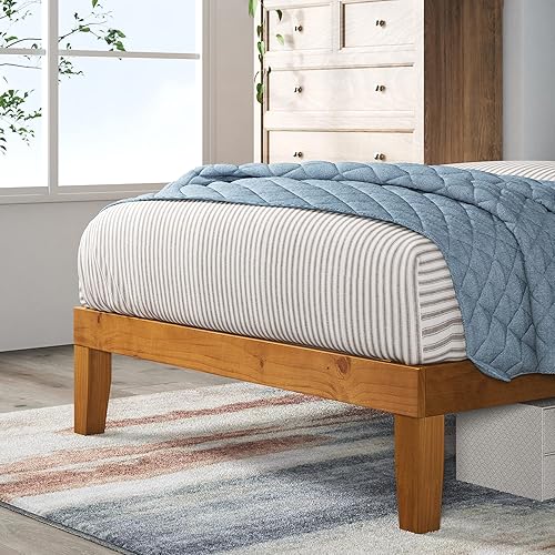 Miniatura 4 de ZINUS Alexia - Base de cama con plataforma de madera, base de madera maciza, no necesita somier, soporte de listones de madera, fácil montaje, pino
