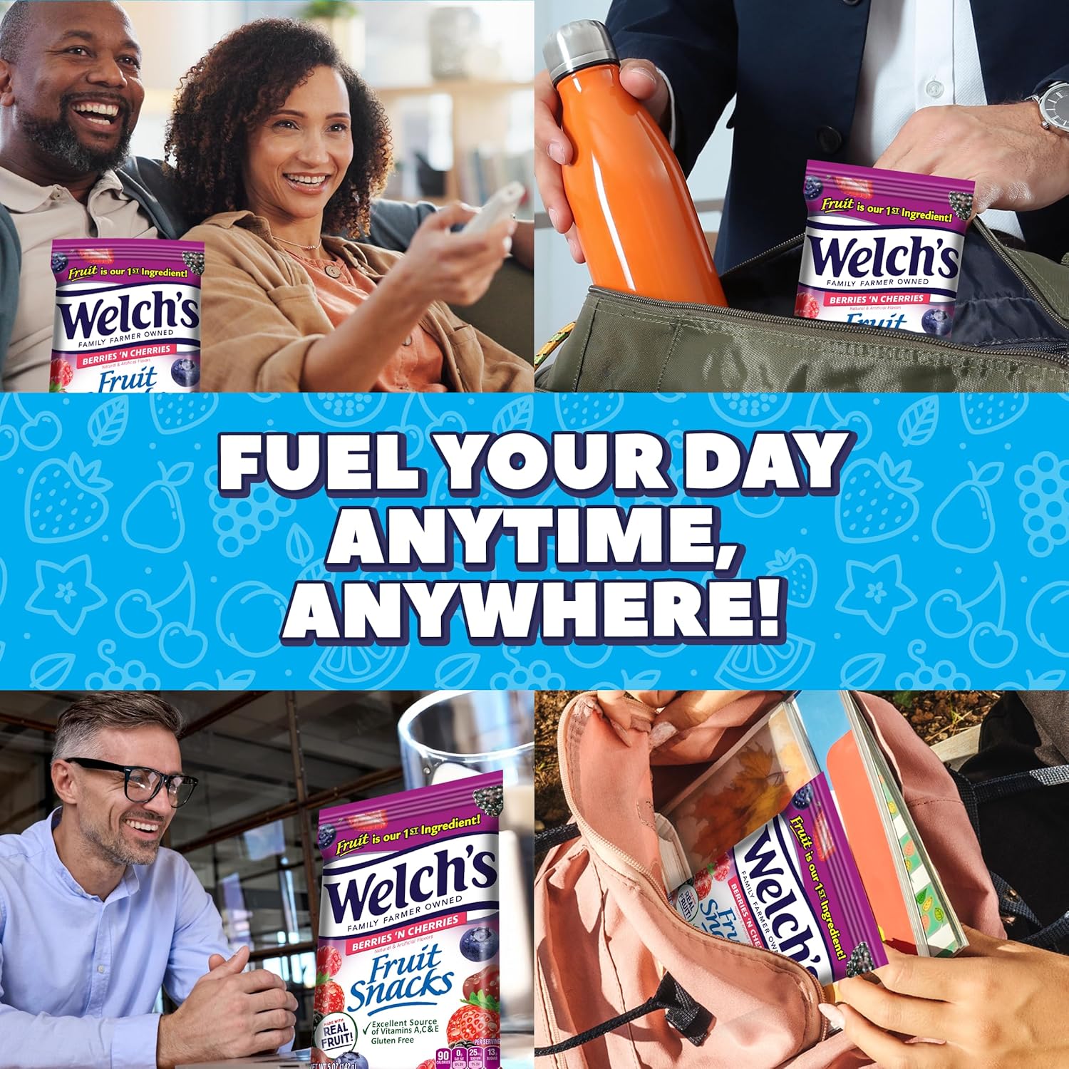 Welch's Fruit Snacks, Berries 'N Cherries, Gluten Free, Sharing Size Bags, Perfect Snacks for Kids and for the Office, 5 oz (Pack of 12)