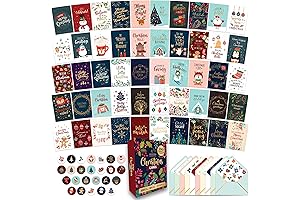 Pack of 100 Unique Christmas Cards with Envelopes and Stickers