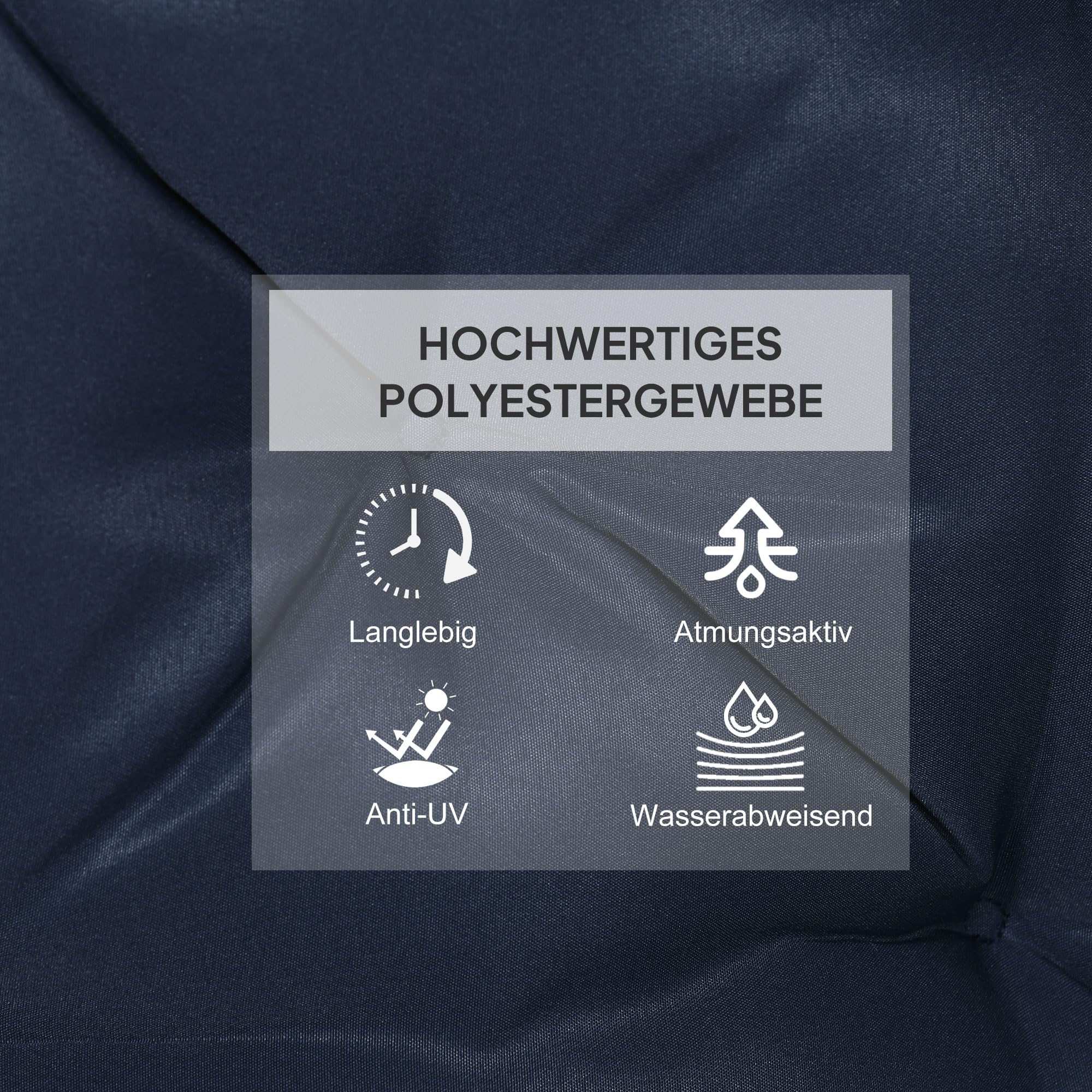 Outsunny 2 Coussins Chaise Patio Attaches 39x20x3 Pouces Bleu foncé