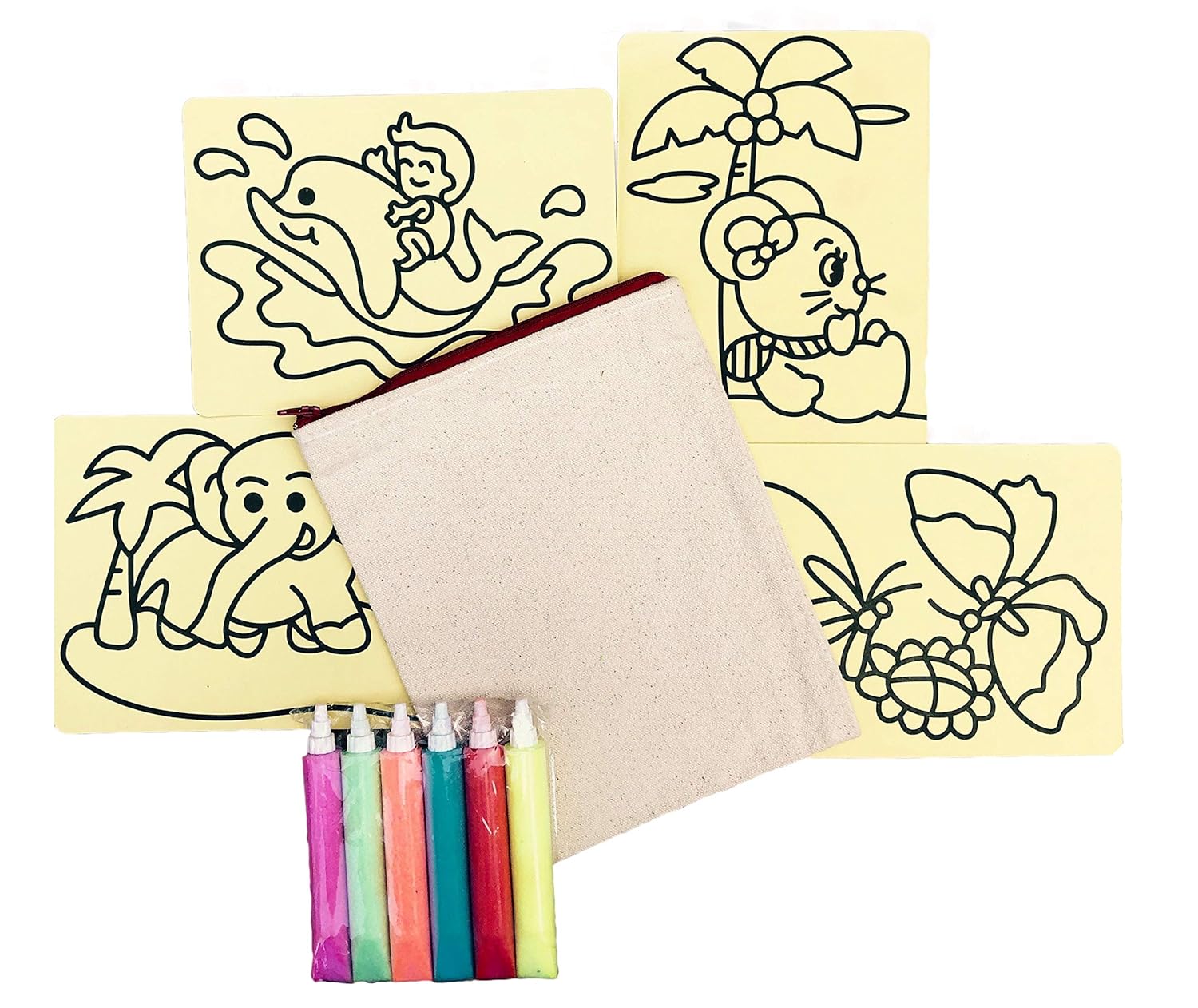 Just for Kix DIY Sand Art Kit Set for 4 Cards and Coloured Sand in a