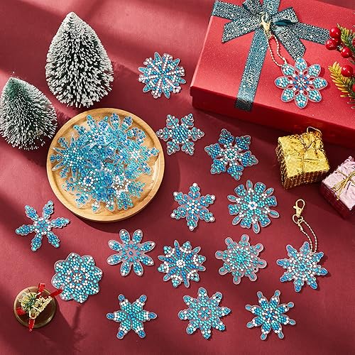 Miniatura 7 de 24 llaveros de pintura de diamantes de imitación de diamantes de imitación de Navidad para invierno con taladro completo 5D kits de adornos de