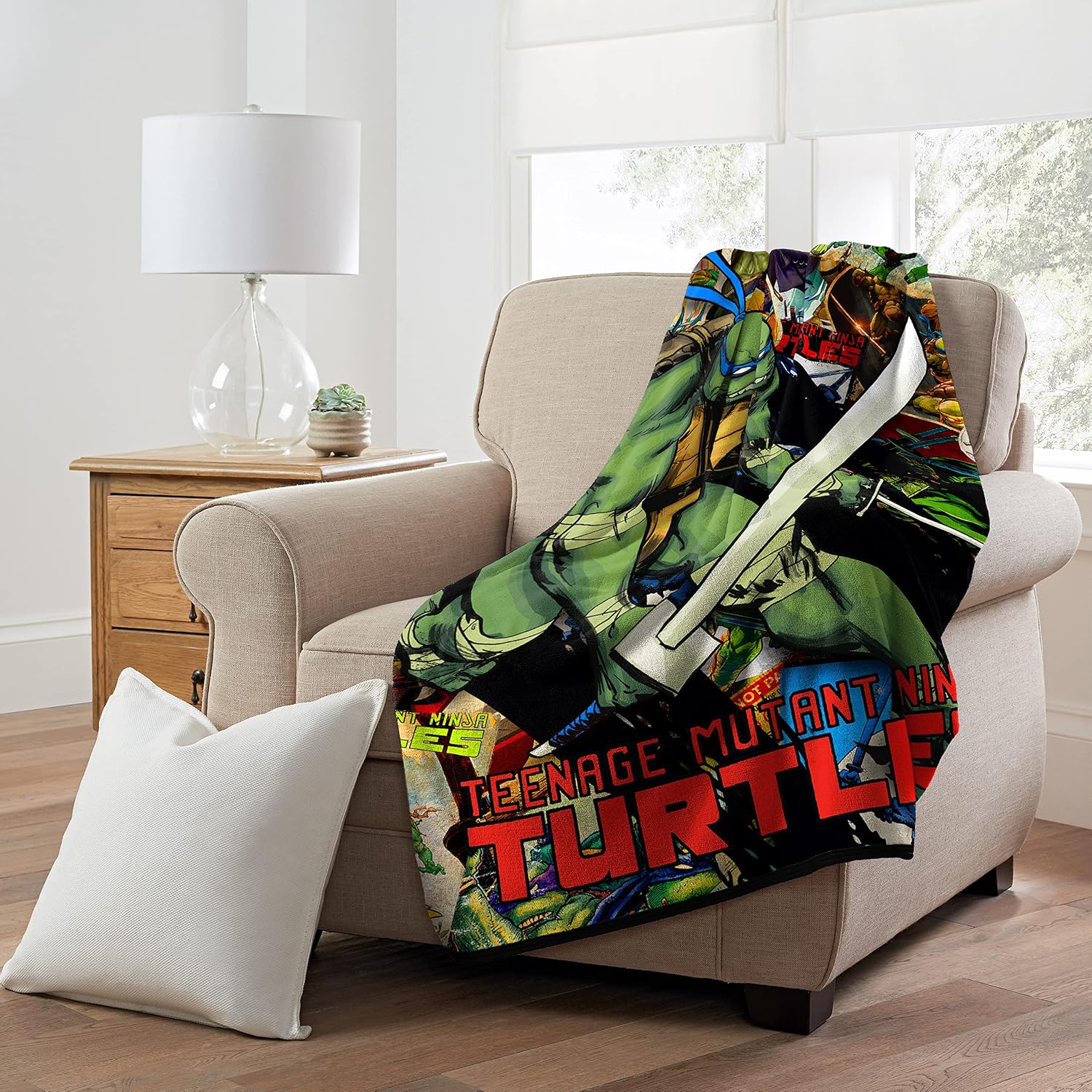 Northwest Teenage Mutant Ninja Turtles Micro Raschel Throw Blanket, 46" x 60", Leader Leo