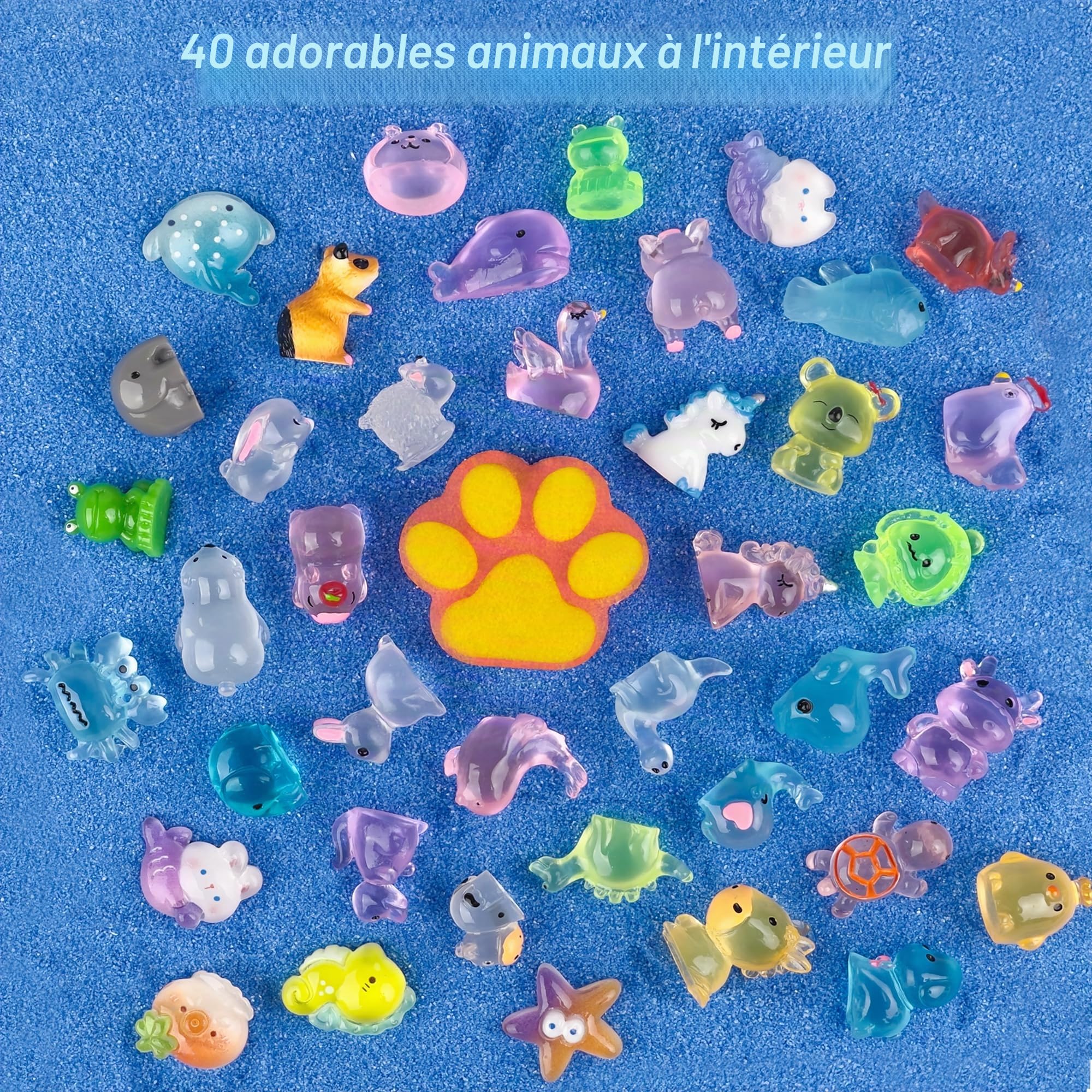 Bombes de bain pour enfants avec surprise à l'intérieur, lot de 40 grands nombres de bombes de bain en forme de patte pour enfants, ensemble cadeau naturel bio pour enfants filles et garçons avec
