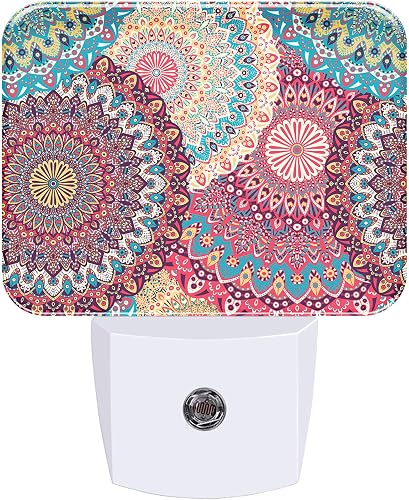 AKKAVNIA Night Light Vintage Mandala Plug-in Wall LED Night Lamp with Dusk-to-Da
