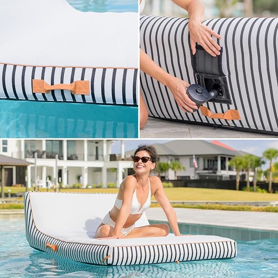 Big Joe Lux Chaise Premium Inflatable Pool Float, Durable UV Protected Polyester Blend