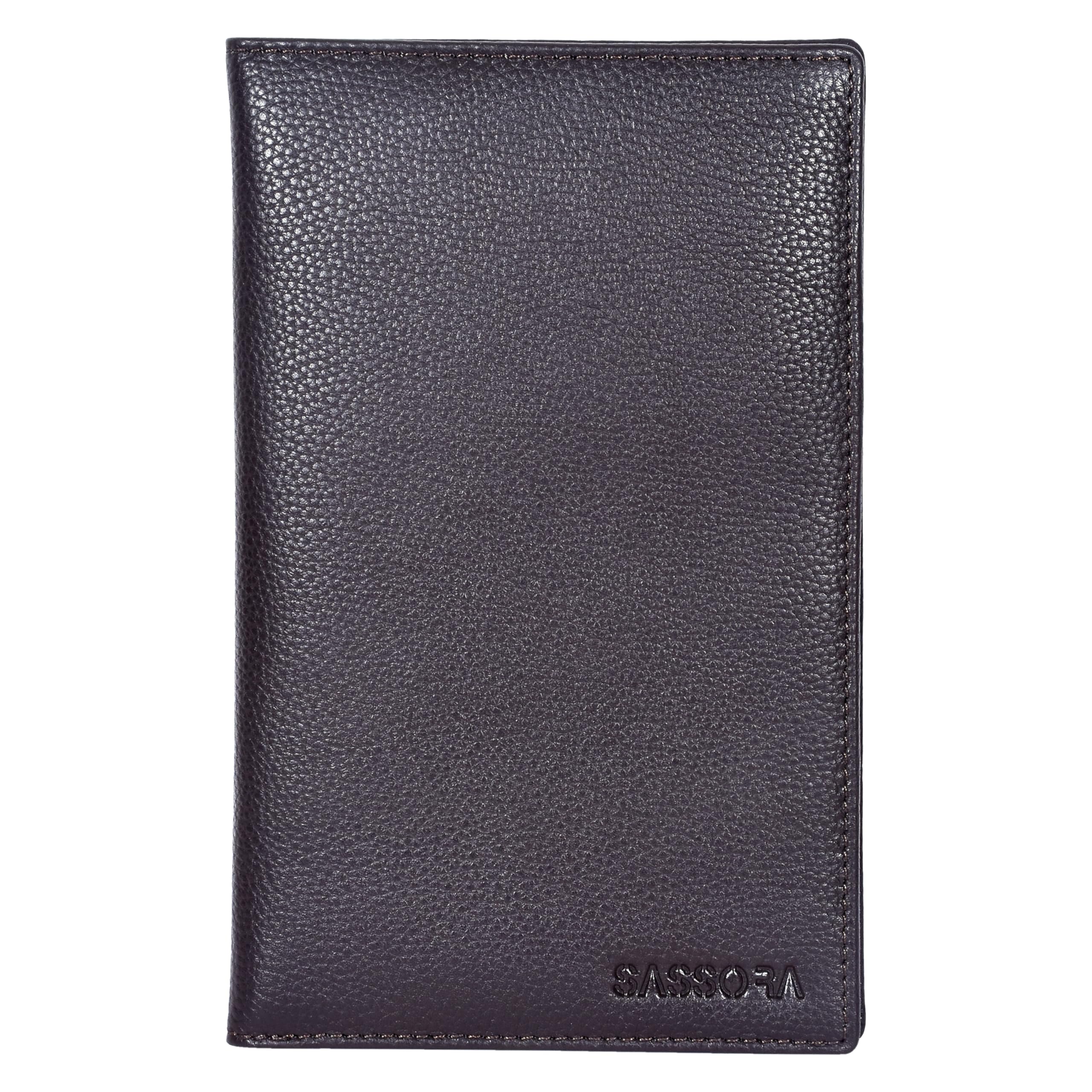 sassora Genuine Leather RFID Blocking Passport Holder & Travel Wallet | Document Organiser for Tickets, Boarding Pass & Cards | for Men & Women (Dark Brown)-picture-36